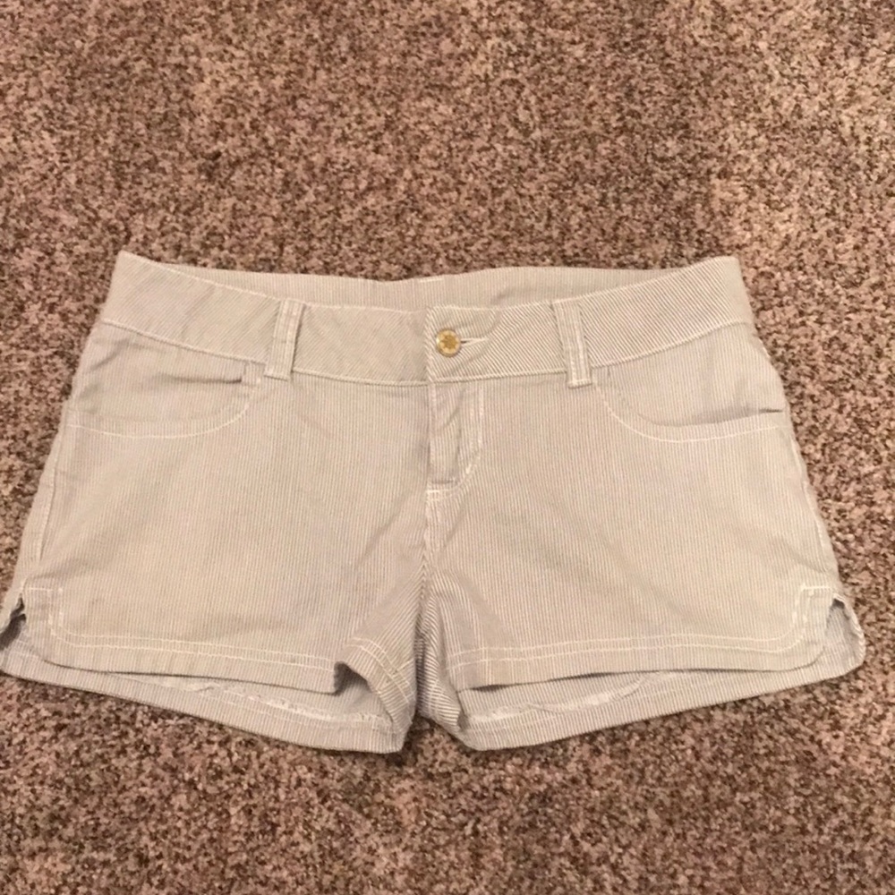 Striped shorts similar to seersucker patterns